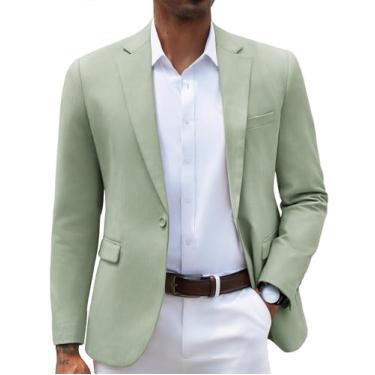 Imagem de COOFANDY Blazer masculino casual slim fit casaco esportivo leve com um botão, Cáqui claro, Medium