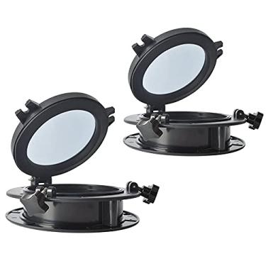 Imagem de Amarine Made Par de Vigias Portlight com abertura redonda para iate de barco 20 cm para porta de janela de substituição - Vidro temperado ABS (preto)