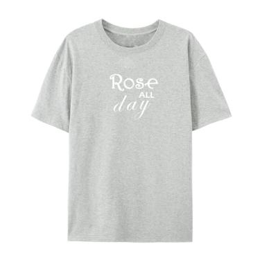 Imagem de Camiseta divertida e fofa para amantes de rosas o dia todo, Cinza claro, P