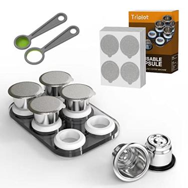 Imagem de Cápsulas reutilizáveis para Nespresso OriginalLine – 6 cápsulas de café recarregáveis, copos de aço inoxidável compatíveis com máquina Nespresso OriginalLine (6 cápsulas + 100 tampas + placa de