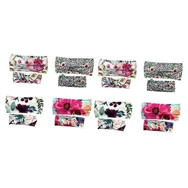 Imagem de 12 pares de tiaras com nós para bebês meninas turbinas para mulheres veludo dourado pai-filho Hijab bebê e mamãe envoltórios de cabeça orelhas de coelho tiara feminina/484 (Color : Assorted Colorx2pc