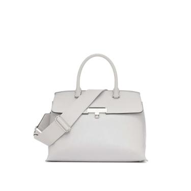 Imagem de Calvin Klein Bolsa feminina Becky Turn Lock – 2 em 1, couro vegano, 3 bolsos, Pomba cinza, One Size