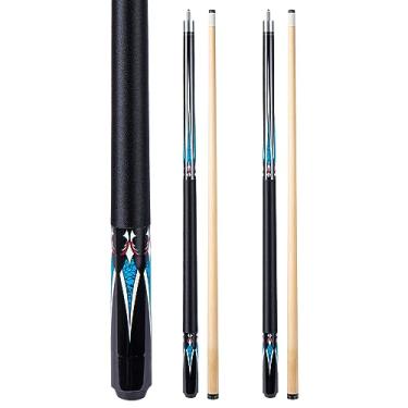 Imagem de Sinsilvie Conjunto de 2 tacos de bilhar para sinuca, 2 peças de 13 mm 13 mm e 58 polegadas, 2 conjuntos de 19 bastões de bilhar de bordo de 590 ml, bastões de mesa de bilhar de bar de casa (conjunto 2 538 g)