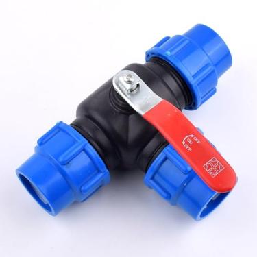 Imagem de Fast Connection, 1Pcs 25mm 32mm 40mm 50mm Water Pipe Plastic Steel Core Ball Valve 3-Way Quick Connector T-Type PVC PE Fast Connection (Color : 25mm Inner Dia)
