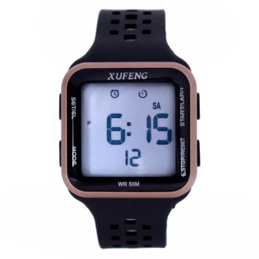 Imagem de Relógio Quadrado Masculino Digital Resistente Água Esportivo Xufeng Academia-Masculino
