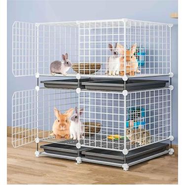 Imagem de Gaiolas para coelhos internas grandes e baratas, gaiola para coelhos interna e externa, cercadinho para pequenos animais com bandeja para coelhos, furões, galo, cobaia, branco, 75 * 39 * 95