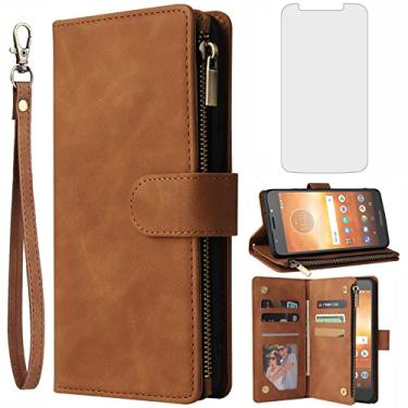 Imagem de Asuwish Capa carteira compatível com Moto E5 Play E 5 Cruise 5E Go e protetor de tela de vidro temperado, capa flip de couro, porta-cartões, capas para celular Motorola MotoE5play MotoE5 E5play