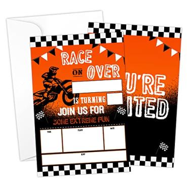 Imagem de HOUSPEAK Cartões de convites de aniversário Dirt Bike com envelopes (20 unidades), decorações de artigos de festa de aniversário de motocross, convites de aniversário para meninos/meninas - A32