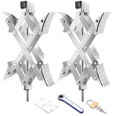 Imagem de Pafessa Calço de roda RV em forma de X serve para 8,3 cm a 26,7 cm Estabilizador de calço de roda de campista com par de acessórios para reboque de viagem, calço de roda de pneu resistente, trava X
