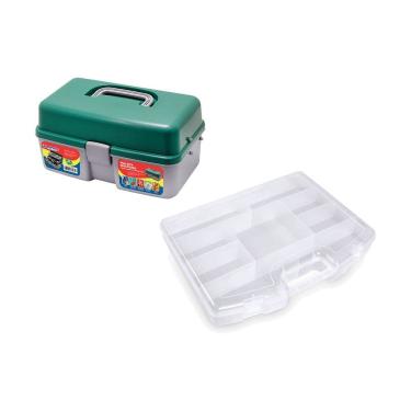 Imagem de Caixa Organizadora 2 Bandejas + Maleta Multiuso 9 Divisórias