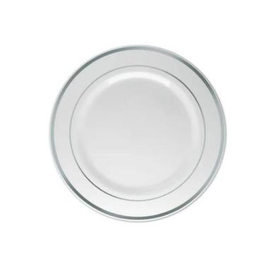 Imagem de Pratos Descartáveis Luxo Refeição Borda Prata-5un - ARCÓLOR