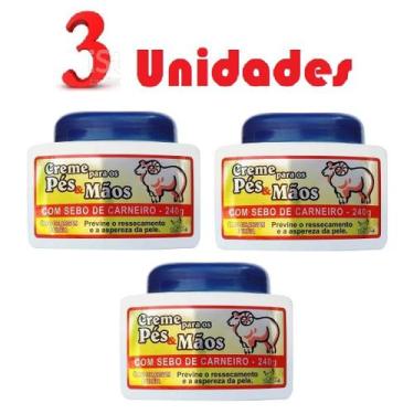 Imagem de Atacado 3 Creme Para Pés E Mãos Sebo De Carneiro Sanjully - San Jully