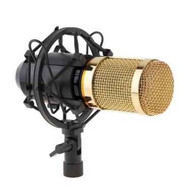 Imagem de Microfone Estúdio Profissional Condensador Dourado Notebook Game Mesa 