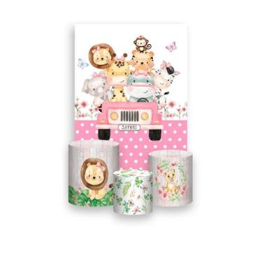 Imagem de Painel De Festa Vertical 1,50 x 2,20 + Trio De Capas Cilindro - Safari