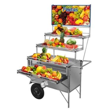 Imagem de Carrinho Expositor de Frutas Inox com Rodas Pneumáticas Cefaz