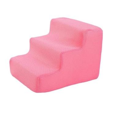 Imagem de ＡＷＨＡＯ Escada de Alta Densidade Dos Passos Do Animal de Estimação, Passos Do Cão Do Deslizamento Da Rampa Do Gato, Passos Equilibrados Do Animal de Estimação, Rosa 3 etapas