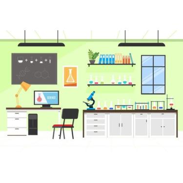 Imagem de Painel de Lona Sala de Laboratório Verde Ciência e Química  - 300x200c