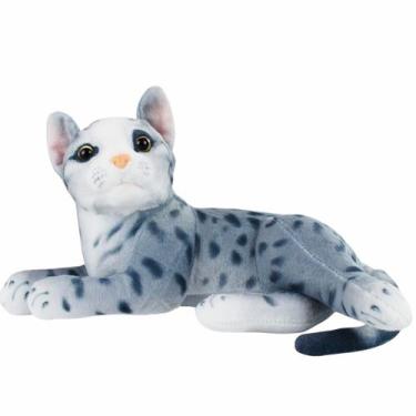 Imagem de Gato Cinza Deitado Realista 32cm - Pelúcia - Foffy