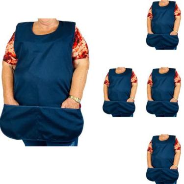 Imagem de Kit com 5 Avental Bata Gg Plus Frente E Costas Jaleco Grande - NFA, Az