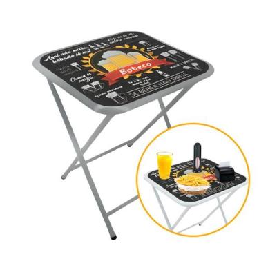 Imagem de Mesa Mesinha Petisqueira de Centro 48cm Dobrável Baixa em Aço Com Ades