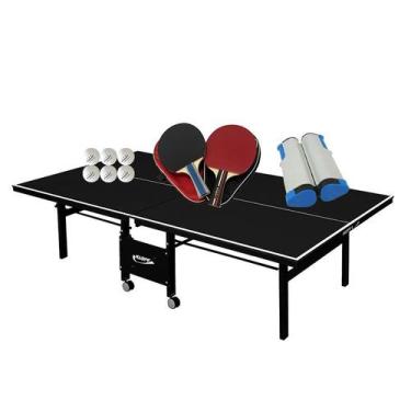 Imagem de MESA DE PING PONG MDF 18mm 1084 PRETA KLOPF + Kit Completo c/ Estojo +
