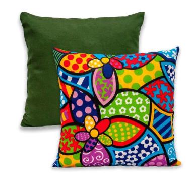 Imagem de Kit 2 Capas de Almofada 40x40 Zíper Gorgurinho Lisa e Estampada - BEM 