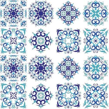 Imagem de Adesivo de Azulejo - Ladrilho Hidráulico - 10cm x 10cm - 16un - 348Azp