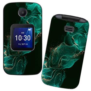 Imagem de RWUTYTIUL Capa para celular Alcatel Go Flip 4 / TCL Flip Pro com protetor de tela de vidro temperado, camada dupla antiarranhões à prova de choque, capa fina com textura quadriculada para mulheres e