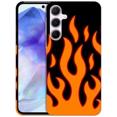 Imagem de GlamCase Capa para Samsung Galaxy A35 5G, Galaxy A35 5G - Design de chamas laranja brilhante impresso fino e elegante plástico bonito encaixe rígido capa protetora de designer de telefone traseira