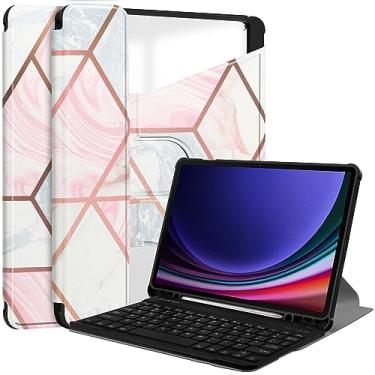 Imagem de Gylint Capa para Galaxy Tab S10 Plus 2024, dobrável com rotação de 360 graus, capa ultrafina de couro PU para Samsung Galaxy Tab S10+ Plus 2024/ S9+ Plus/S9 FE Plus Geometria de 12,4 polegadas