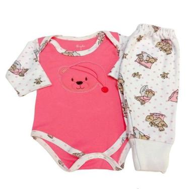 Imagem de Conjunto Body Manga Longa Bordado e Mijão Estampados - Alyaht, Rosa, G