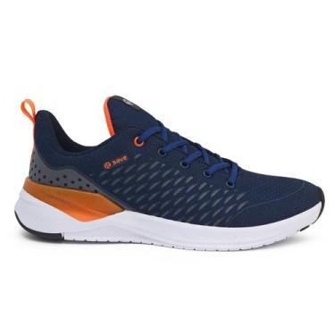 Imagem de Tênis Esportivo It Shoes Amortecedor Gel Masculino, Azul, Laranja, 38,