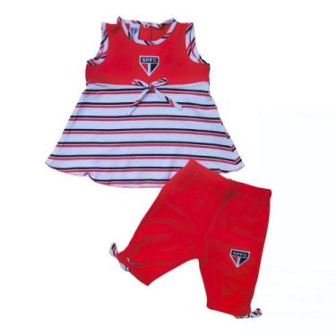 Imagem de Conjunto Infantil São Paulo Bata e Legging Revedor, M, Branco