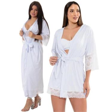 Imagem de Kit robe noiva roupão longo robe luxo sexy curto - ALTIE, Branco, M