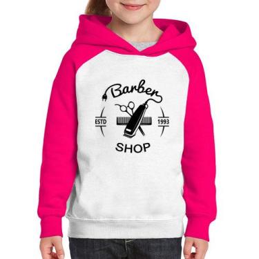 Imagem de Moletom Infantil Barber Shop - Foca na Moda, Branco, Rosa, 12
