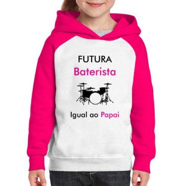 Imagem de Moletom Infantil Futura Baterista Igual ao Papai - Foca na Moda, Branc