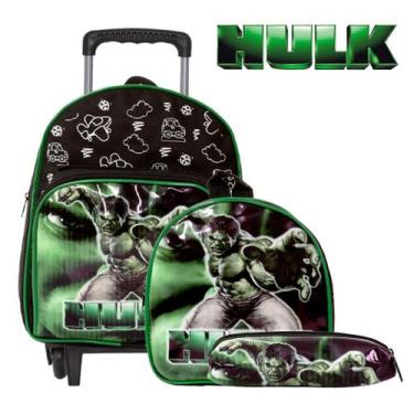 Imagem de Kit Mochila Masculina Infantil Creche Rodinha Incrível Hulk - Toys 2U