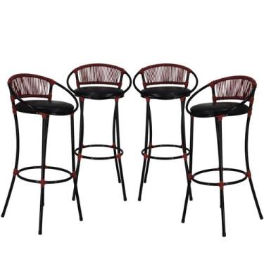 Imagem de 4 Banquetas Fio de Fibra Artesanal, Bar, Bancada, Balcão, Lanchonete -