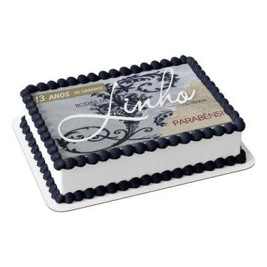 Imagem de Papel De Arroz P/ Bolo Bodas De Linho 13 Anos De Casamento - Genérico