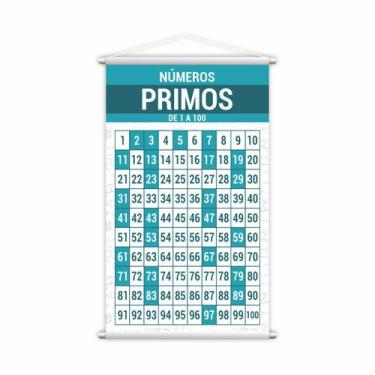 Imagem de Números Primos de 1 a 100 Banner Escolar Pedagógico Grande - Plimshop