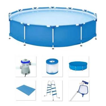Imagem de Piscina Bestway 5000 Litros com Bomba Filtro 110v Capa Forro Kit de Li