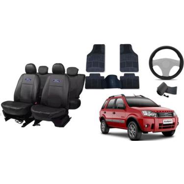Imagem de Kit Capa de Banco Couro EcoSport 06-13 + Tapetes Automotivos + Capa de