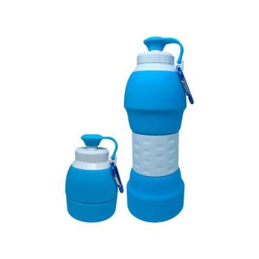 Imagem de Garrafa Retrátil de Silicone Azul - 580ml - Can.u.do
