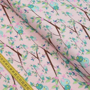Imagem de Tecido Estampado para Patchwork - Birdies : Pink Mommy Bird (0,50x1,40