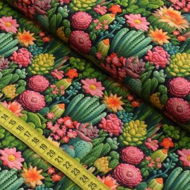 Imagem de Tecido Estampado Para Patchwork - Cactos 1 (0,50x1,50) - Fabricart