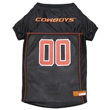 Imagem de Pets First NCAA College Oklahoma State Cowboys Jersey de malha para cães e gatos, tamanho grande, camiseta licenciada para cães com seu time favorito de futebol/basquete universitário