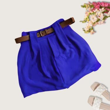 Imagem de Short Saia Plus Size  Feminino Frente e Costa com Cinto de Couro - Bel