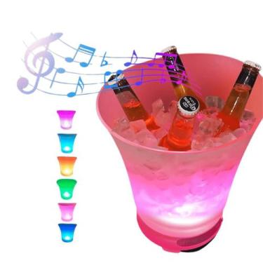 Imagem de Balde de Gelo Caixa de Som Bluetooth LED RGB 5L Festas - TATUEBOA