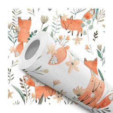 Imagem de Papel de Parede Adesivo Raposinha Aquarela Bosque Infantil Bebê Delica
