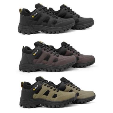 Imagem de Kit 3 Tênis Trekking Ollie Broncos Adventure Trilhas, 37, Preto, Café,